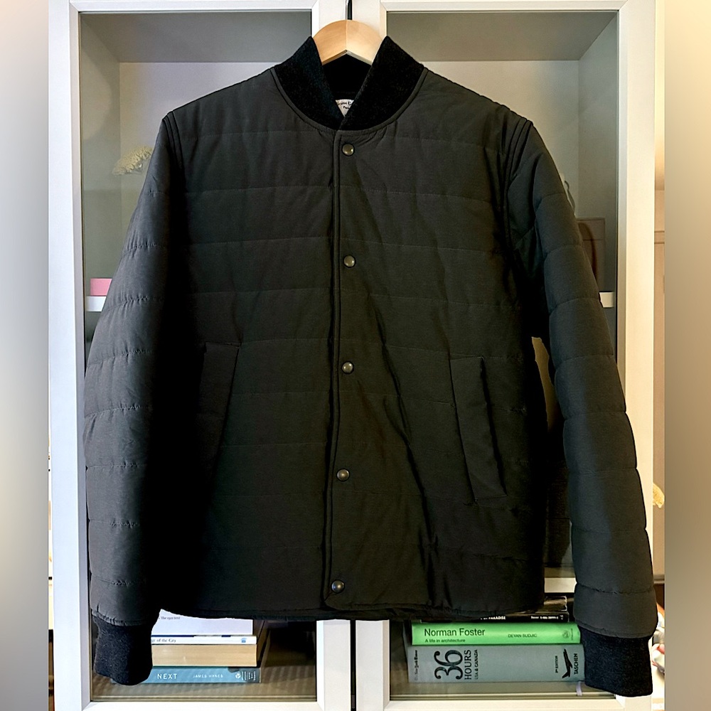 Officine Generale for Barneys NY Dark Charcoal Quilted Puffer Jacket, Size L